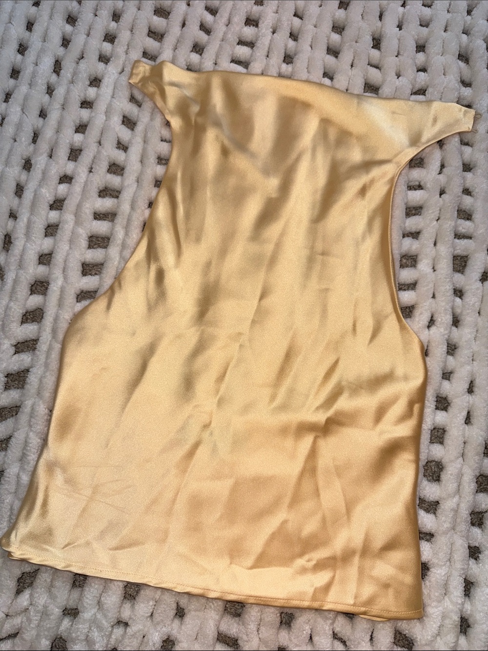 Zara Satin Yellow Halter-Neck Women's Tank Top